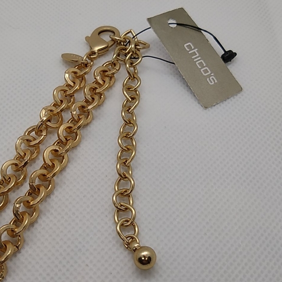 Chico's long gold chain necklace with lock pendant - Picture 3 of 4